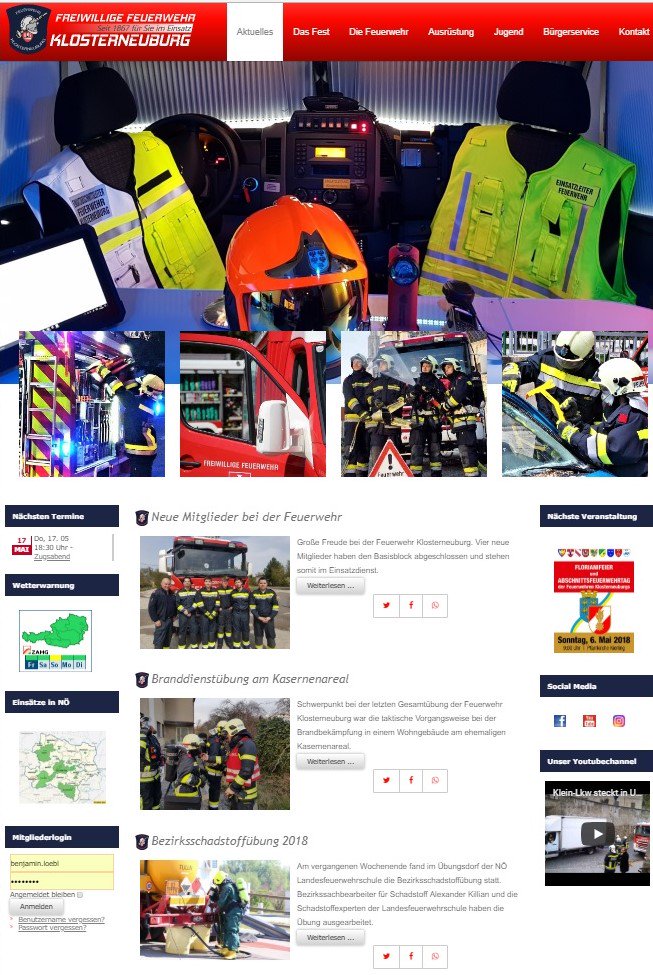 Die neue Homepage der Feuerwehr Klosterneuburg ist heute online gegangen.
feuerwehr-klosterneuburg.at