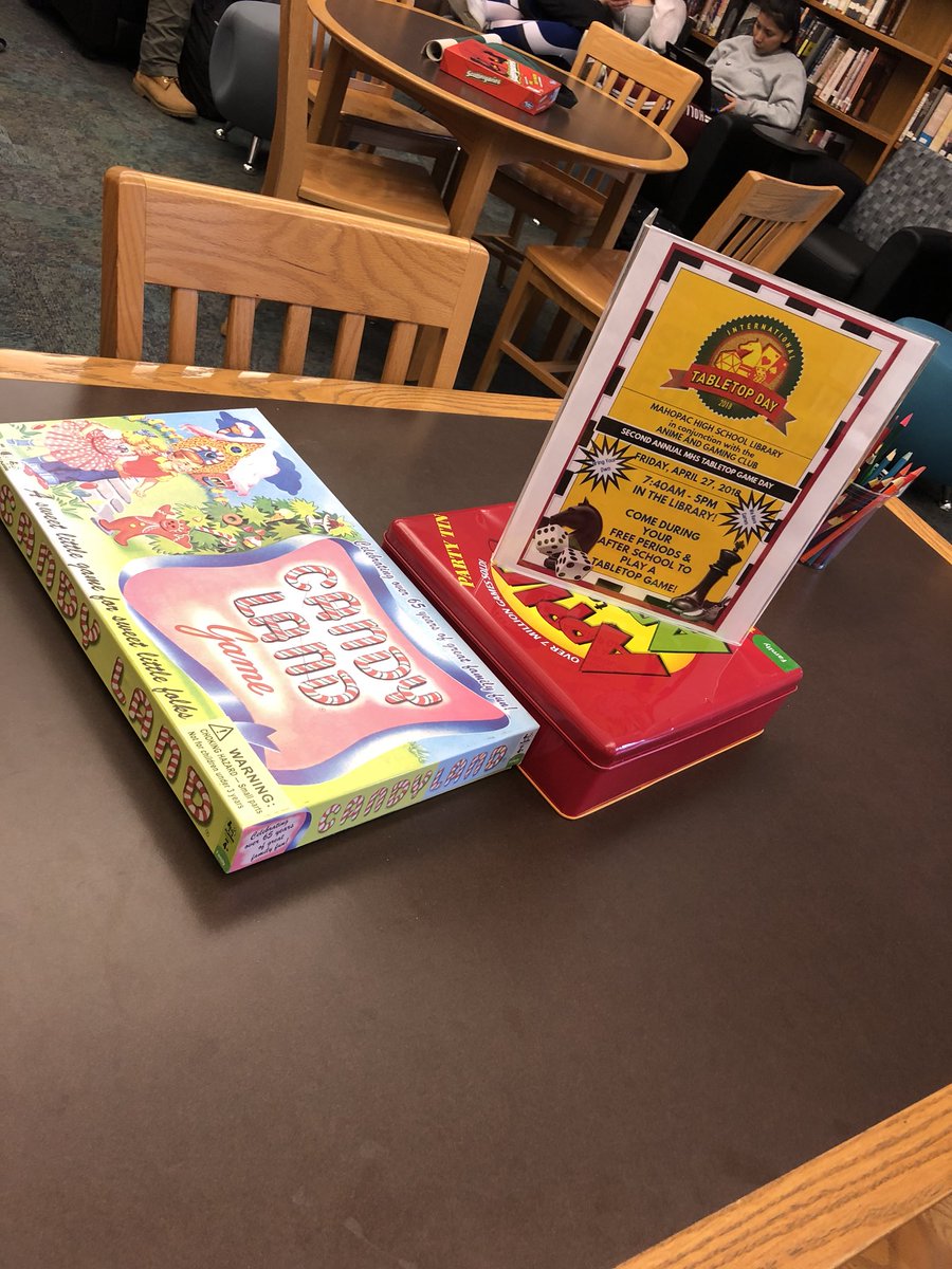 MahopacLib's tweet photo. Celebrating Int’l @TabletopDay in the MHS library in collaboration with the Anime and Gaming Club! Love when they put the screens down and have some good old fashioned fun!!! @MahopacASCI @PacHS_Principal @MahopacSchools https://t.co/VgXrSXojYm