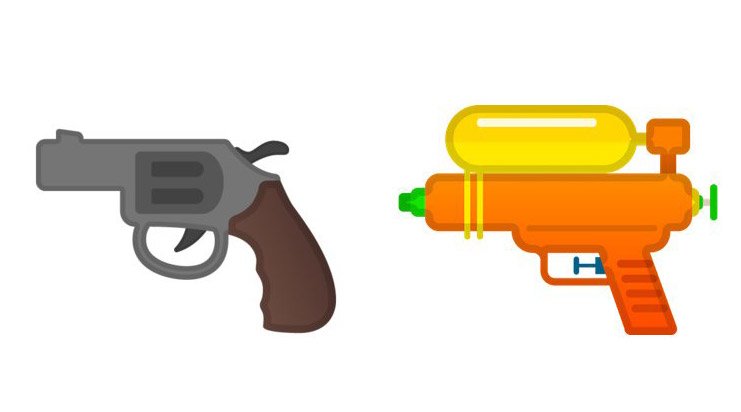 Tecnoblog's tweet photo. Google, Facebook e Microsoft seguem Apple e trocam emoji de arma de fogo » https://t.co/7i8sEyOoX0 https://t.co/CqYiRtjrRy