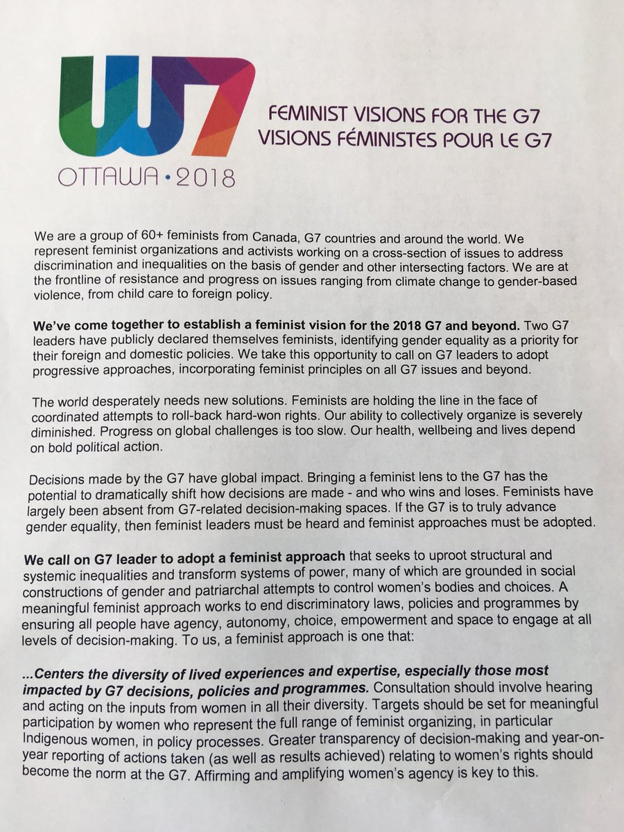 lyricthompson's tweet photo. And that’s a wrap! #W7Canada concludes, publishes Communique with our key messages, specific @g7 policy recs to come. Thanks @Women_Canada @candofa_rbx for supporting the first #feminist #W7. We will be in touch ahead of #G7Charlevoix @JustinTrudeau @G7Sherpa https://t.co/whqLh5Fle6