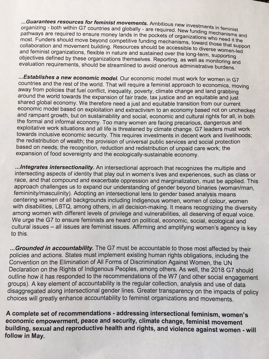 lyricthompson's tweet photo. And that’s a wrap! #W7Canada concludes, publishes Communique with our key messages, specific @g7 policy recs to come. Thanks @Women_Canada @candofa_rbx for supporting the first #feminist #W7. We will be in touch ahead of #G7Charlevoix @JustinTrudeau @G7Sherpa https://t.co/whqLh5Fle6