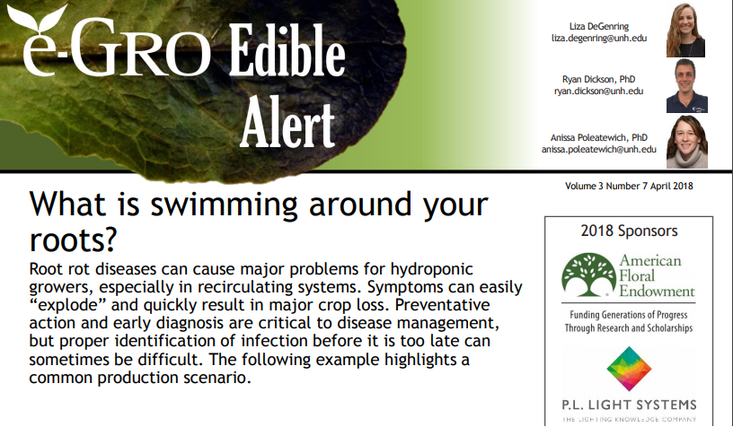 What is Pythium root rot and why is it a part of my research? Check out this e-Gro Edible Alert article that I wrote with two of my committee members. 
e-gro.org/pdf/E307.pdf
<a href="/NH_AES/">UNH Ag Research</a> <a href="/COLSA_UNH/">COLSA</a> <a href="/UNH_GradSchool/">UNH Graduate School</a> @unhresearchnews