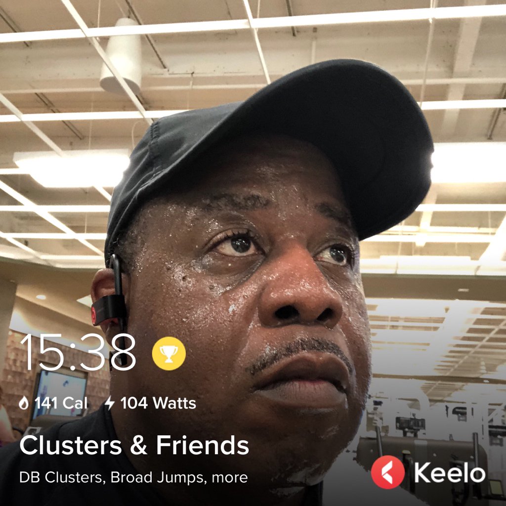 KenYelverton's tweet photo. 2 rounds of:
10 DB Clusters w/20lbs
10 Broad Jumps
10 Supermans
and 800m Run
@keelofit #keelo #keelofit #HealthyPreacherMovement https://t.co/sIi3xhp2EV