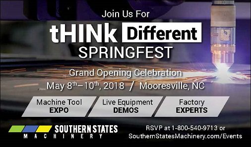 SouthernStatesM's tweet photo. Have you registered for our tHINk Different SpringFest in Mooresville, NC yet? Don't missed it! #SSMSpringFest  #tHINkDifferent #SouthernStatesMachinery#mfg #machinery @TRUMPFinc @VirtekVision @TigerStop @OMAXCorp @PatMooneySawsCo @Universal_Robot @FlexArmInc @metamation https://t.co/uggHzMUWW2