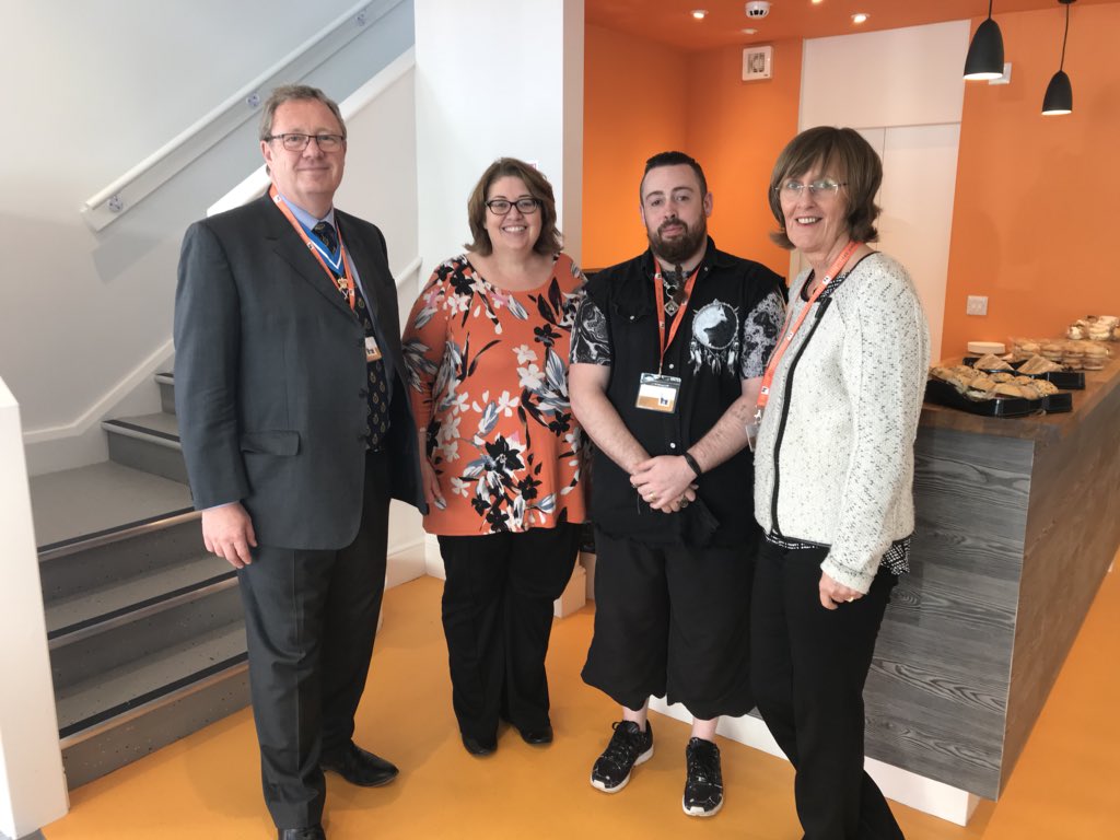 In the first four months of his term, the High Sheriff of Cumbria, <a href="/sfmberry/">Simon Berry</a> and his wife Diana are visiting projects we’ve funded to find out more about their work. Here they are at <a href="/ProjectJohnLtd/">Project John Ltd</a> in Barrow with Manager, Nicola and volunteer, James. #highsheriff #cumbria