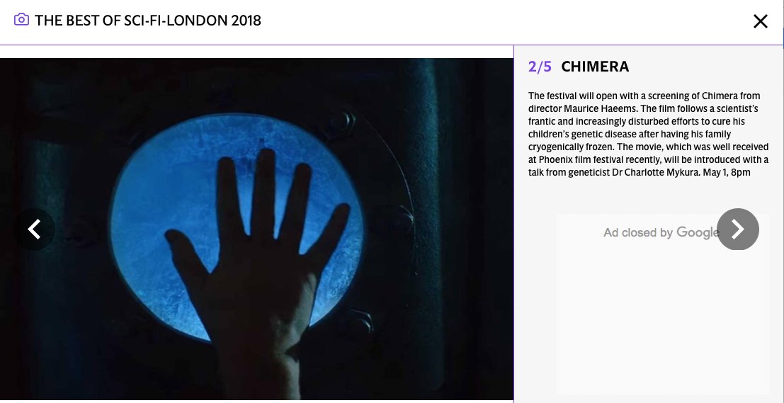 <a href="/scifilondon/">SCI FI LONDON Film Festival</a> Opening Night on May 1 is coming up and...
<a href="/chimerathemovie/">Chimera</a> is on the Evening Standard's list of Top 5 Events to Book! 
tinyurl.com/y798uevx

<a href="/hicusick/">Elon Musk</a> <a href="/QsurfQuinlan/">KathleenQuinlan4reeL</a> <a href="/AmazonEve/">Amazon Eve - Let Them Hate Provided They Fear 🇺🇸</a> <a href="/KarishmaAhluwal/">Karishma Ahluwalia</a> <a href="/jgjulameti/">Jennifer Gjulameti</a> 
<a href="/sitaram_jay/">Jay Sitaram</a> <a href="/PatriciaChica/">Patricia Chica</a> @LouisSavy1