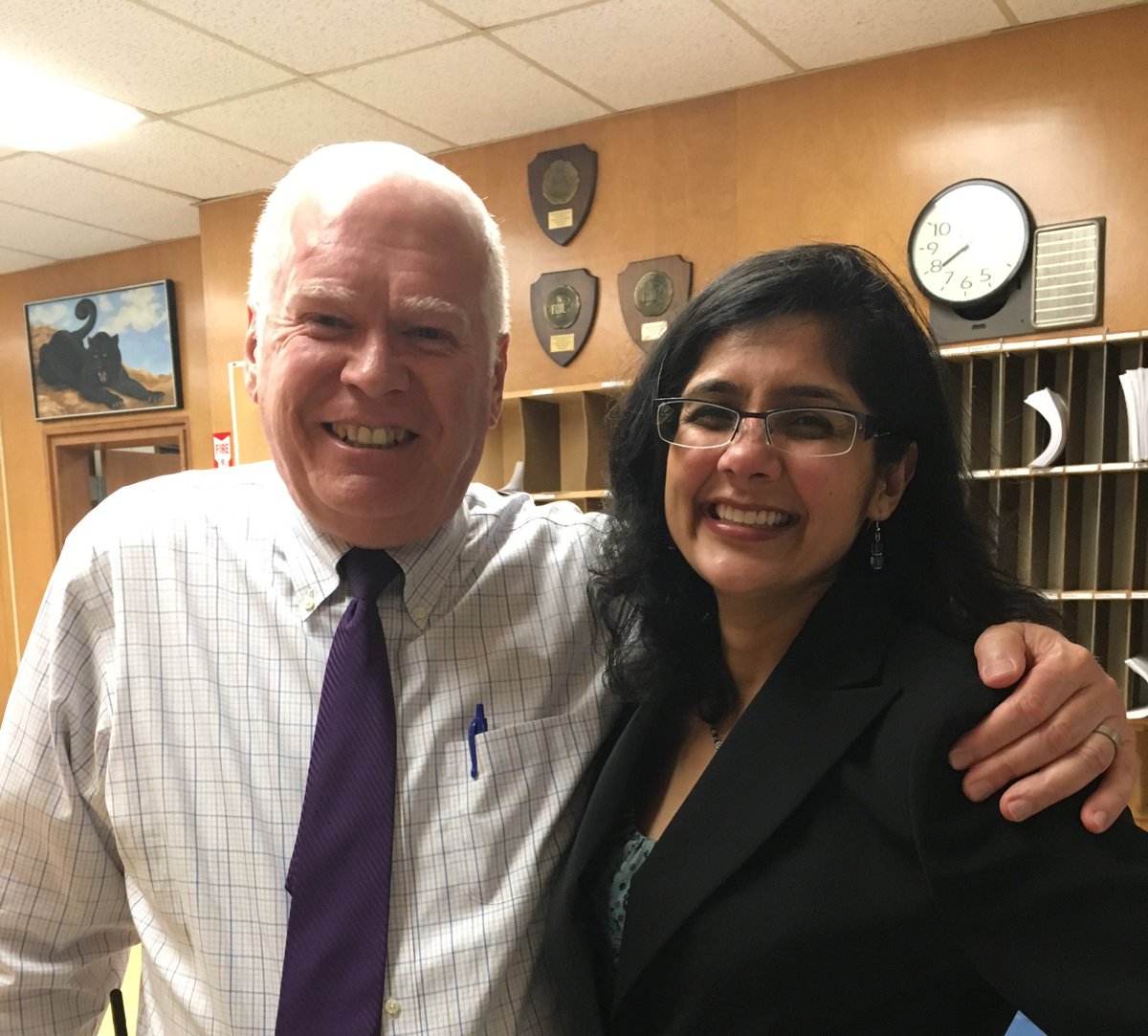 Purvi with the high school principal after giving an impactful #PharmacistsTeach presentation to over 200 students! @GucwaB #purpose #cvshealth <a href="/CVSHealth/">CVS Health</a>