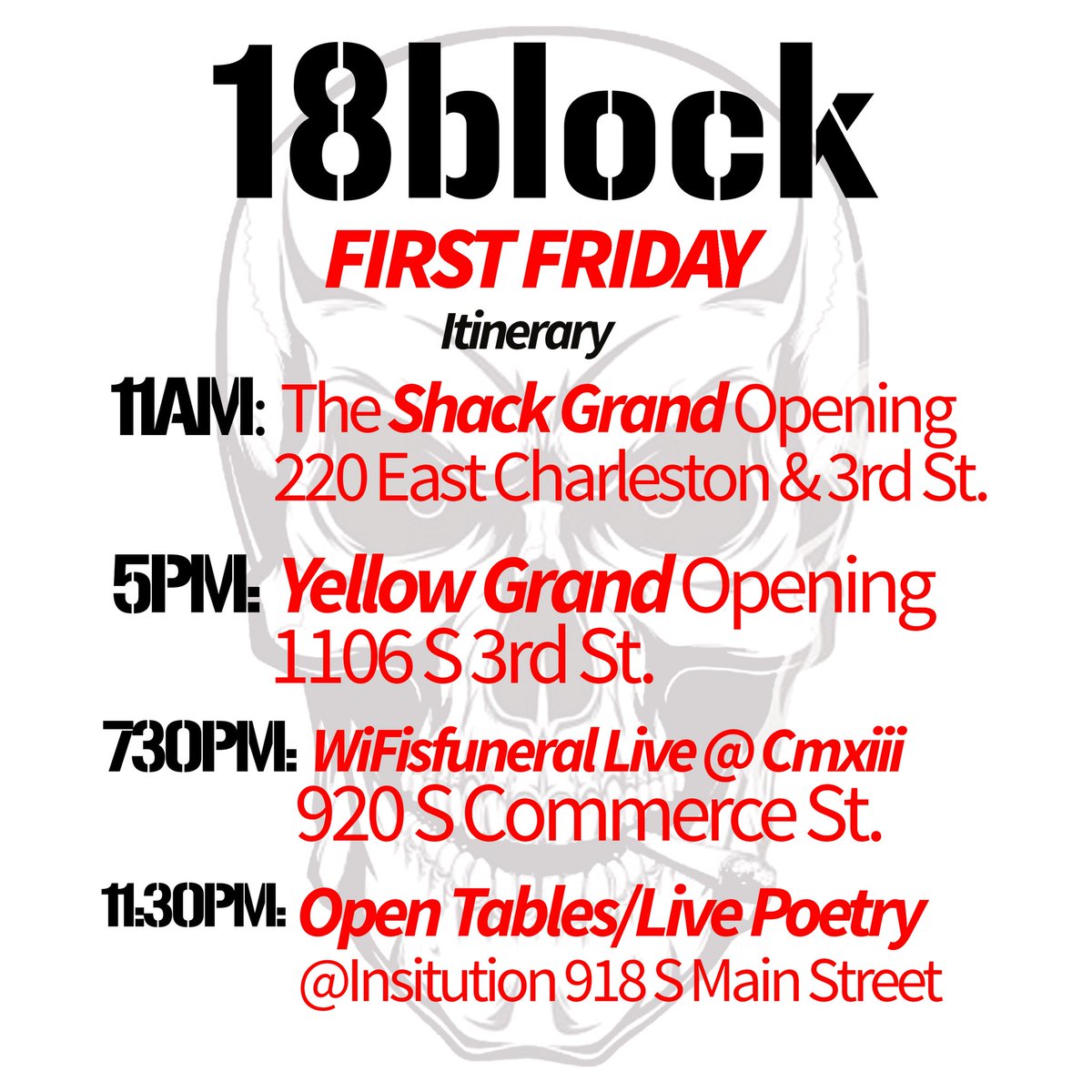 INSTITUTION18b's tweet photo. 18b- Las Vegas Arts District itinerary for this upcoming First Friday. #18block
🎨 by @richie_bux https://t.co/r5Z5wZyK56