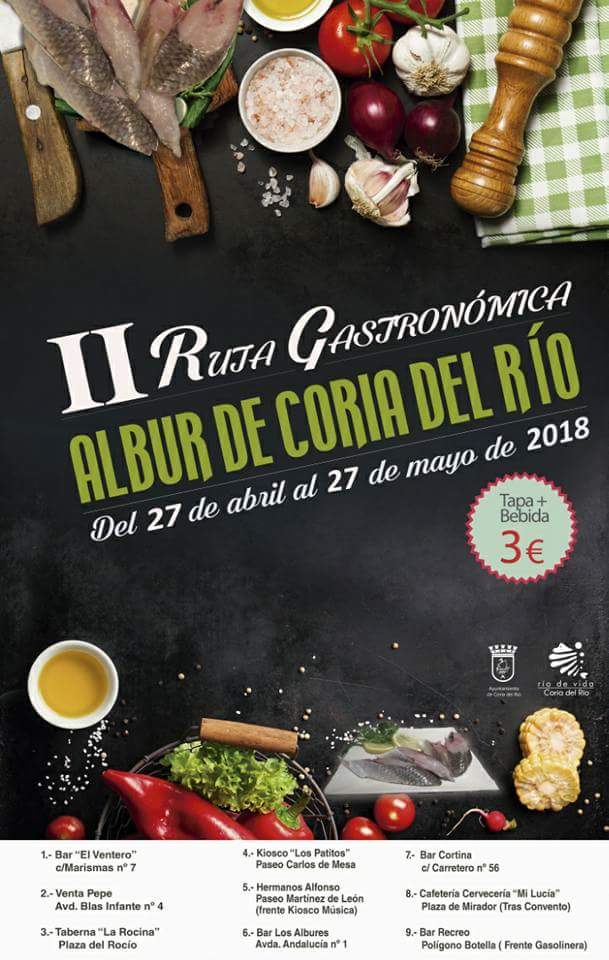 Da comienzo la II Ruta Gastronómica del Albur en Coria del Río. Se celebrará del 27 de abril al 27 de mayo.
