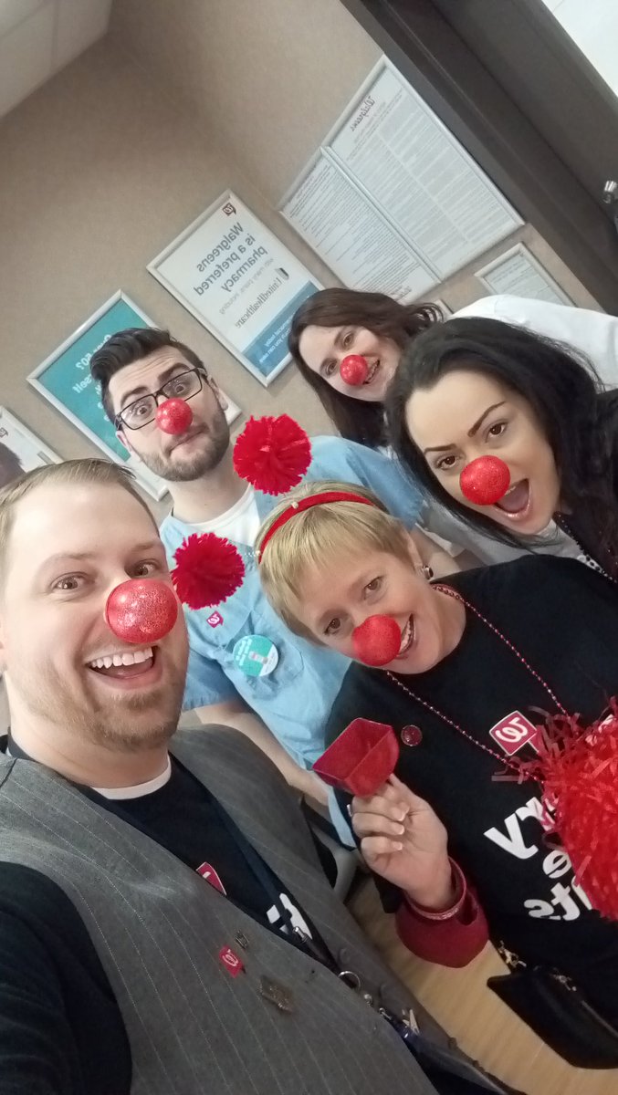 A15_Walgreens's tweet photo. Store # 10151 in District 521 is getting their vendors involved and had a visit by the Rah Rah Squad @DebbieC88431970 and Area Admin Annette! #rednoseson #RedNoseDay https://t.co/5rMJ8X1nNQ