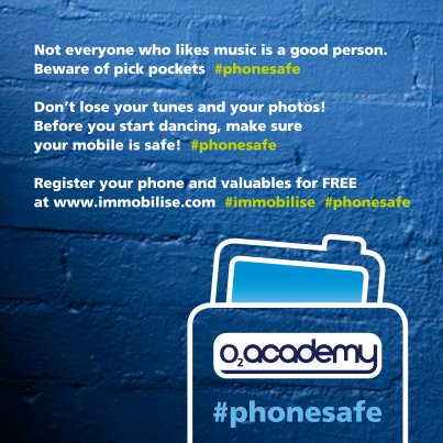 O2AcademyBrix's tweet image. Dance dance your Friday night away but remember to take care of your belongings, especially your phones! #phonesafe