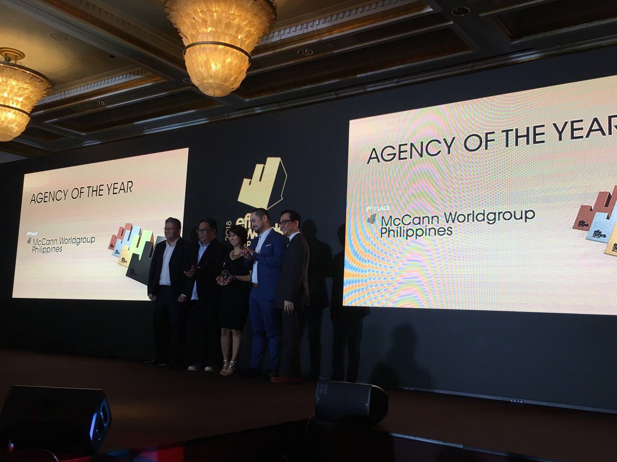 APACEffieAwards's tweet photo. Congratulations to the following agencies for placing second and third for Agency of the Year at #APACEffie2018
2nd: @ColensoBBDO
3rd: McCann Worldgroup Philippines (@McCann_WW ) https://t.co/DfSVeVeBWm