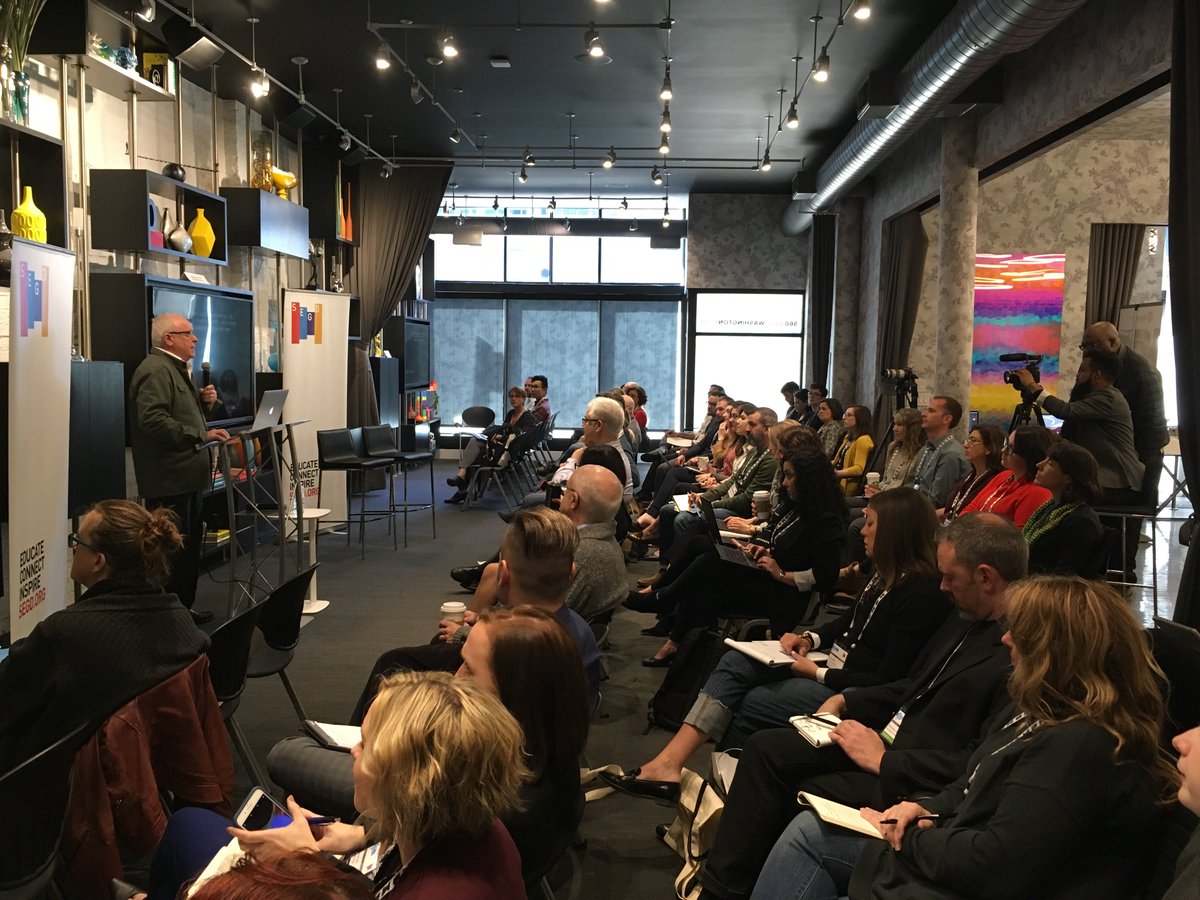 Graphic designer, management consultant and educator Shel Perkins starts the day with his session on #businessplanning. #segdmanagement