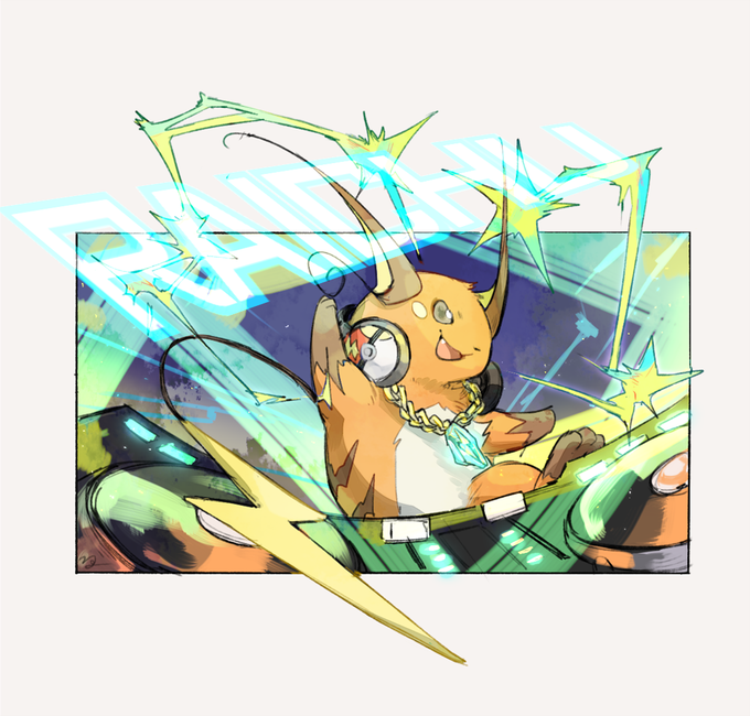 DJなライチュウとリザードン 