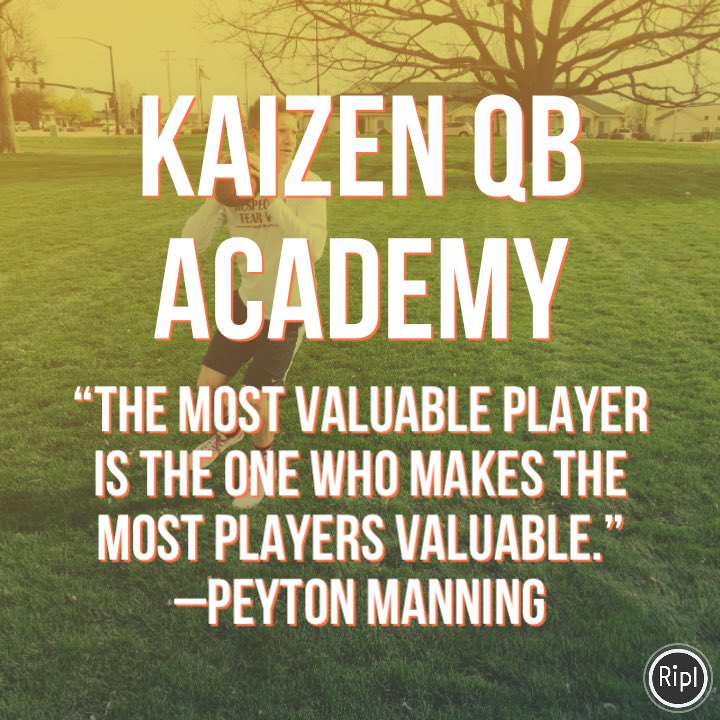 KaizenQB's tweet image. “The most valuable player is the one who makes the most players valuable” - Peyton Manning  #kaizenqb #football #fieldgenerals #dimedroppers208 #qb1 #quarterbacktraining #idahome #nfl