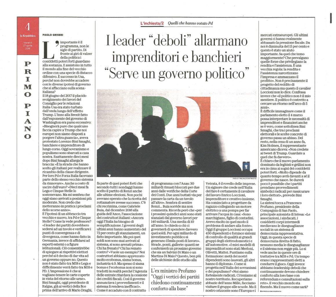 Loccioni's tweet photo. Oggi su la Repubblica, in un articolo di Paolo Griseri, anche una breve intervista ad Enrico Loccioni https://t.co/DHIVA6G8wX