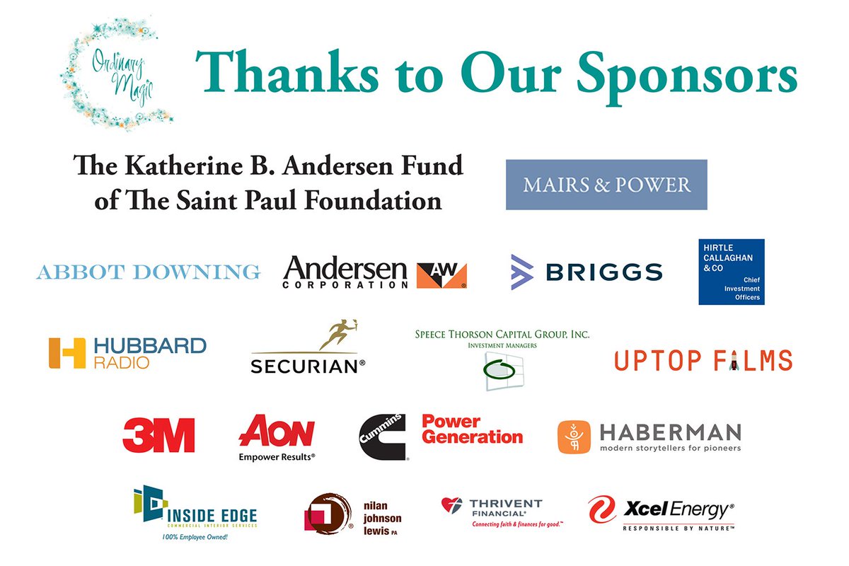 WilderFdtn's tweet photo. Thank you to all of our 2018  #WilderOrdinaryMagic sponsors. We appreciate your support. See you tonight! https://t.co/J8ctnEIZhj