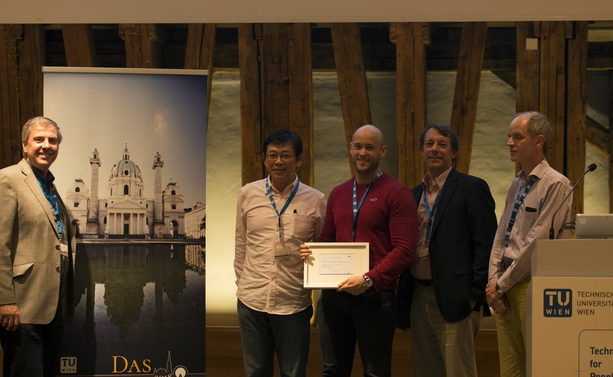DASWorkshop's tweet photo. And the Best Student Paper Award is presented to Daniel Stromer for the paper entitled "Non-Destructive Digitization of Soiled Historical Chinese Bamboo Scrolls" https://t.co/Z719KZYvYD