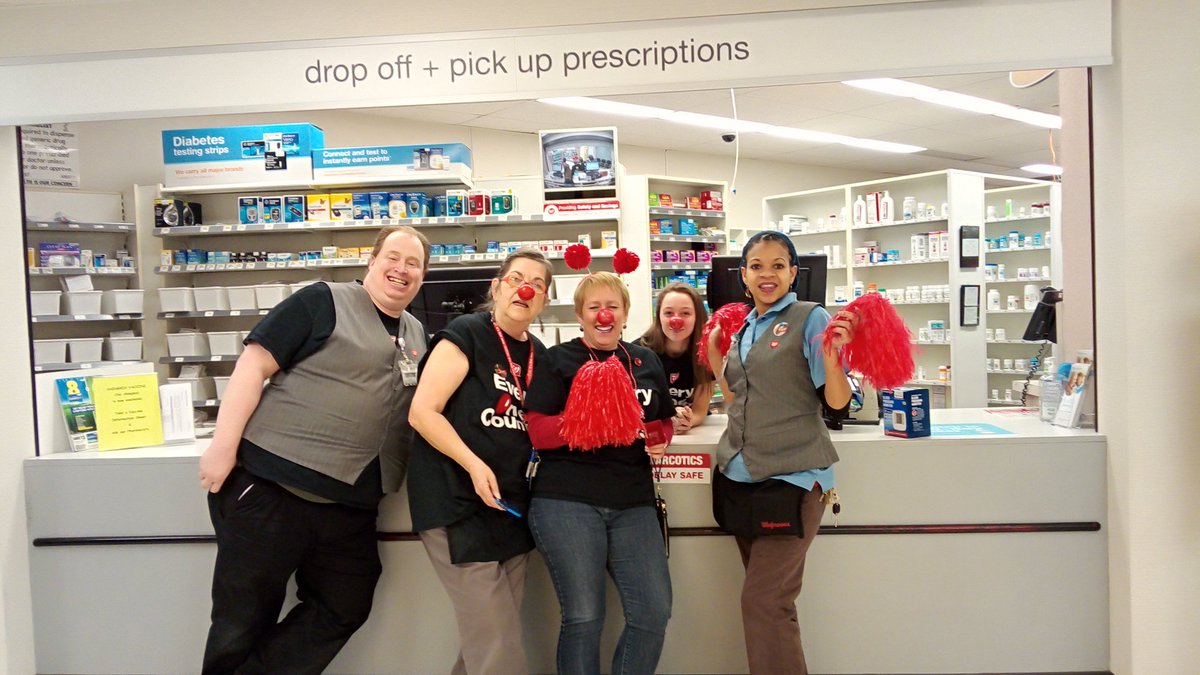 A15_Walgreens's tweet photo. Store #2924 in District 521 is FULL of FUN for RND! This team is BIG personalities, BIG hearts, and ON TOP in their district #RedNoseDay #rednoseson @Cristie_Robb https://t.co/D9e19bSdHG