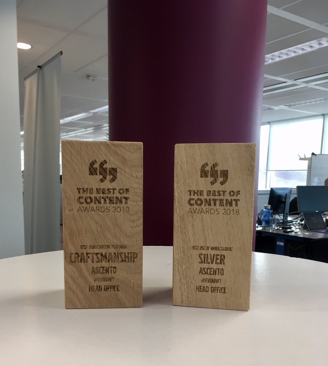 AscentoBE's tweet photo. Trots! De campagne #evidurft rond de #loopbaanbegeleiding van @evivanacker heeft gisteren 2 prijzen gewonnen tijdens de Best of Content Awards. #BOCA Samen met de hulp van @headoffice https://t.co/I1fZvVgqOa