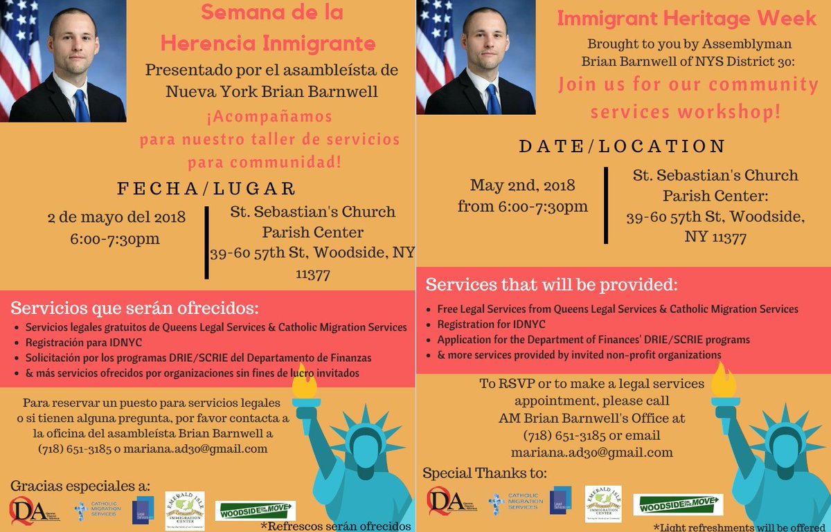 herjusticenyc's tweet image. Her Justice will be hosting a table at a community services workshop as part of Immigrant Heritage Week on May 2nd at St. Sebastian's Church Parish Center! Join us for information about free legal services. #immigrantsmakeamerica
