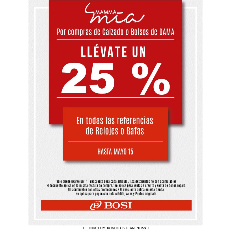 Ventura Plaza on Twitter: Bosi por la compra de calzado o bolsos de dama, aprovecha un 25% de en referencias de Gafas, hasta el 15 de mayo! https://t.co/M1ggIpkouf" /