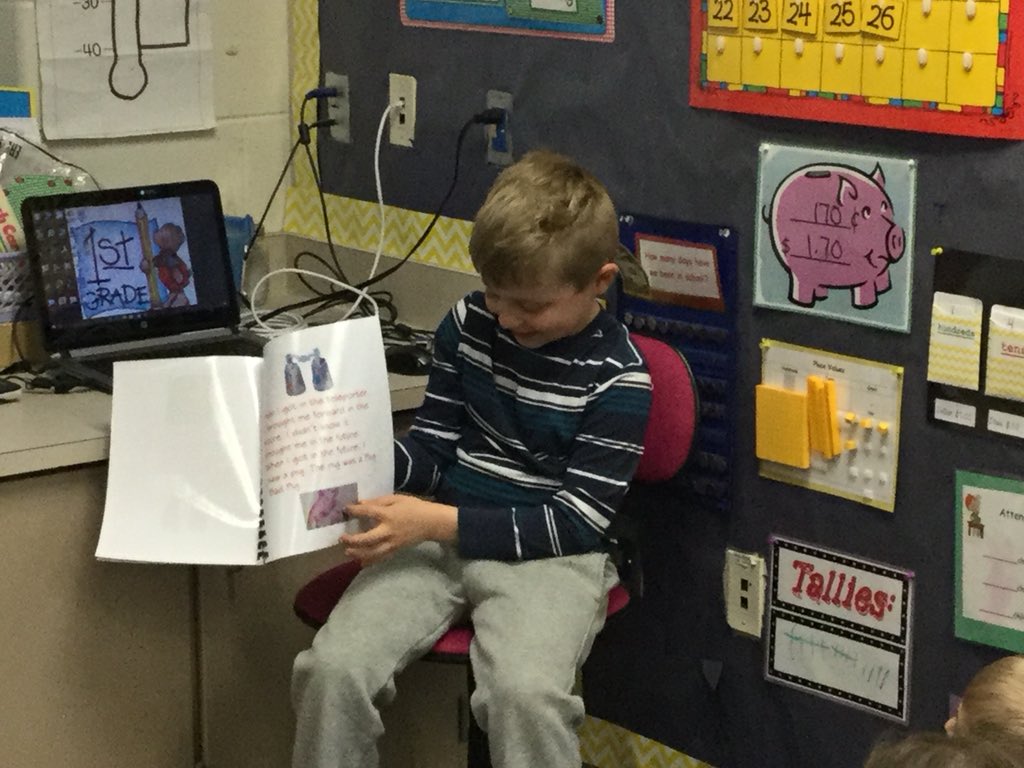 Happiness is watching the joy in a 1st grader as he shares the story he wrote with his class! <a href="/CBGrovelandEl/">Groveland Elementary</a> <a href="/GrovelandReads/">Groveland Reading</a>