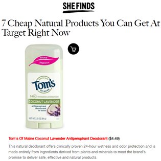 TomsofMaine's tweet photo. Make the perfect switch for your beauty routine with @shefinds round-up of ‘7 Cheap Natural Products You Can Get At Target Right Now’ by @emilybelfiore https://t.co/sld5UW38R7 https://t.co/klQW9i1bOE