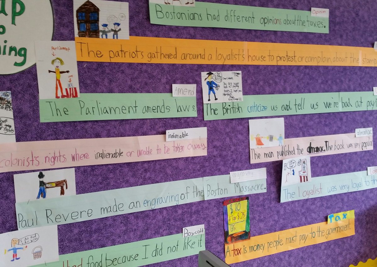 MrsShorr's tweet photo. Creating visual representations of key vocab words, along w using them in sentences, helps Ss understand &amp; remember the words. Also, kids have fun making pictures &amp; love writing on sentence strips! #kidsdeserveit  #visuallearning #impactfulpractice #3rdchat #socialstudies #ELA https://t.co/EB4RQSMRmj