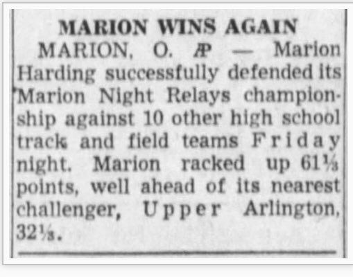 Mr_McCreryHHS's tweet photo. Make it happen Prexy thin-clads! 🔴⚫️ 65 years ago today the Presidents won the #MarionNightRelays 🥇🏆🎽@HardingPrexies https://t.co/iweSVyKphE