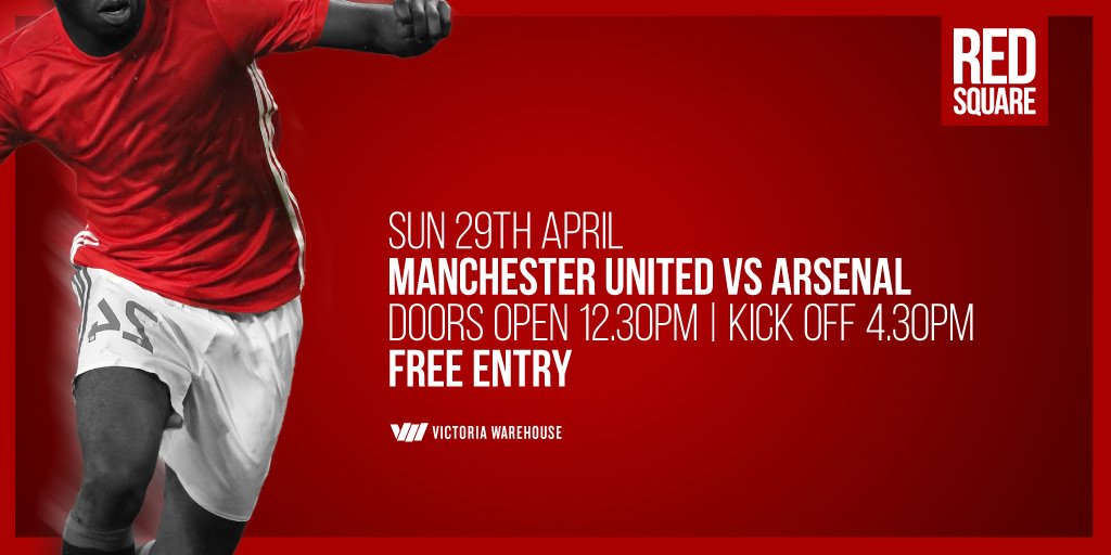 RedSquareMUFC's tweet image. *****This Sunday's PRE-MATCH, we're ready! We'll keep the red flag flying here ⚽️*****

Doors Open: 12.30PM 

#MUFC vs #ARSENALFC