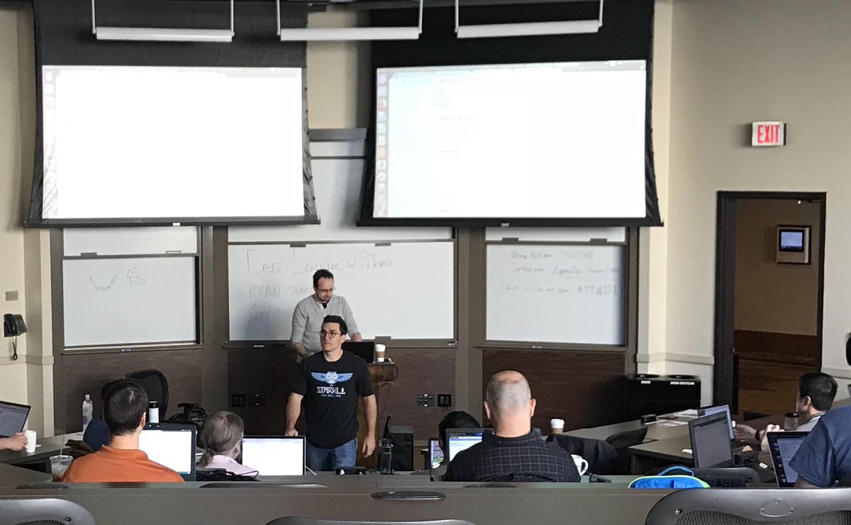 experoinc's tweet photo. Learning new material today with @GrahamGanssle and @RyanPtBrady at the Hands-on Intro to @PyTorch for Machine Learning course! #DataScience #MachineLearning #pytorch #ml #dev https://t.co/1hMqJF3TLV