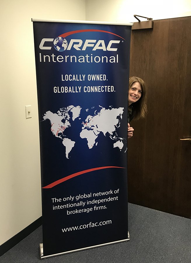 CORFACIntl's tweet photo. Loving our tradeshow banners featuring the new #CORFAC logo and map highlighting our global connections. #CRE #locallyownedglobabllyconnected #intentionallyindependent https://t.co/YJ5offjnua