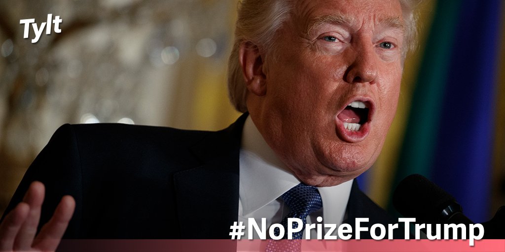TheTylt's tweet photo. So far 68% of Tylters think Trump should get the Nobel Peace Prize

RT if you think Trump is the last person on earth who should get a Nobel Peace Prize! #NoPrizeForTrump

And vote here ➡️ https://t.co/KuvKjhlGvV https://t.co/ZSA0DgdUQK