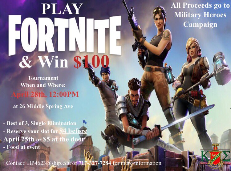 Reminder our fortnite tournament is tomorrow. Come through and see if you can win $100