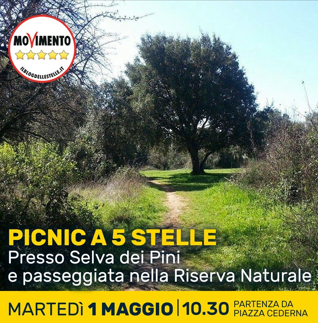 La grande squadra del #M5SPomezia vi aspetta il #1maggio dalle ore 11 🕚 in piazza Cederna, nel complesso del Selva dei Pini, per un pic-nic e passeggiata nel Parco della Sughereta, riserva naturale
Venite con amici, parenti, vicini e conoscenti: vi aspettiamo! #sempreinMovimento
