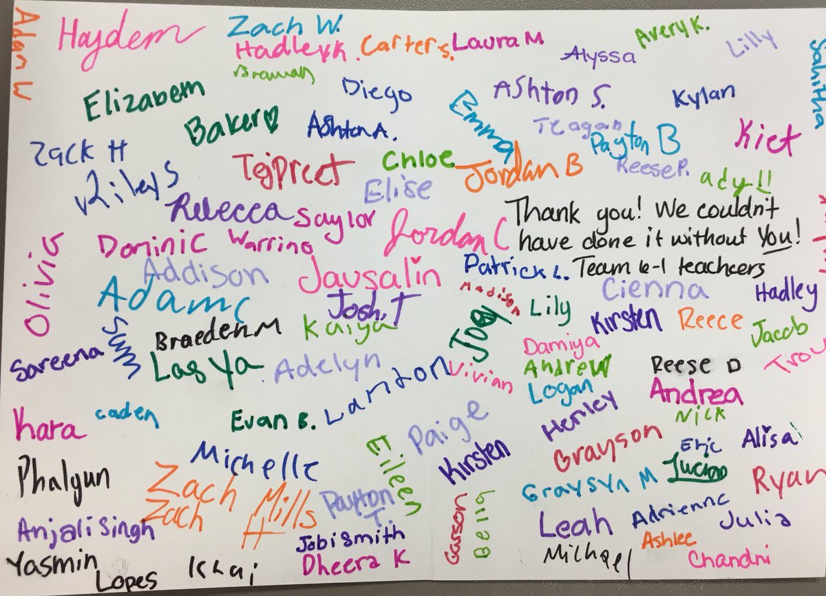 _PattySchroeder's tweet photo. 90+ signatures on 16 parent thank you cards! We couldn’t have done our Kill Creek field trip without them! ~From Team 6-1 teachers and students. @CTMSBulldog https://t.co/bOC6CQoUQv