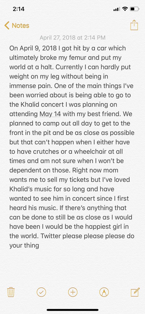 hannah_cabanna's tweet photo. Okay WARNING lowkey graphic images but Twitter please do your thing and help me out. @thegreatkhalid if you see this I’d do anything to not have to sell my tickets to your concert. https://t.co/Mk68Xl5fm8