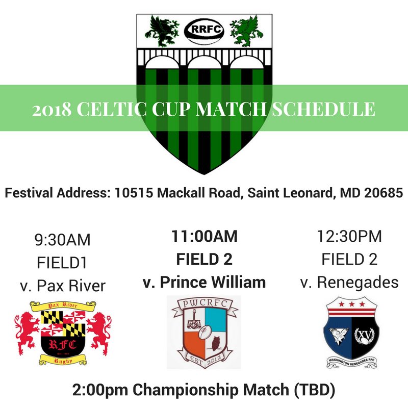 RappRugbyClub's tweet photo. Our schedule for tomorrow! Hope to see you all there. It’ll be a great day of Rugby, Beer and Celtic Fun! https://t.co/63hqbtX8rk