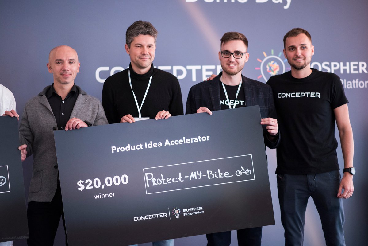 Biosphere_corp's tweet photo. Bike thieves will soon have to change their craft thanks to Product Idea Accelerator winner − @protectmybike! The #invention securely protects the #bike and guarantees refund in case of theft. The project won $20,000 from #BiosphereStartupPlatform #Concepter https://t.co/8SGtL8ofwz