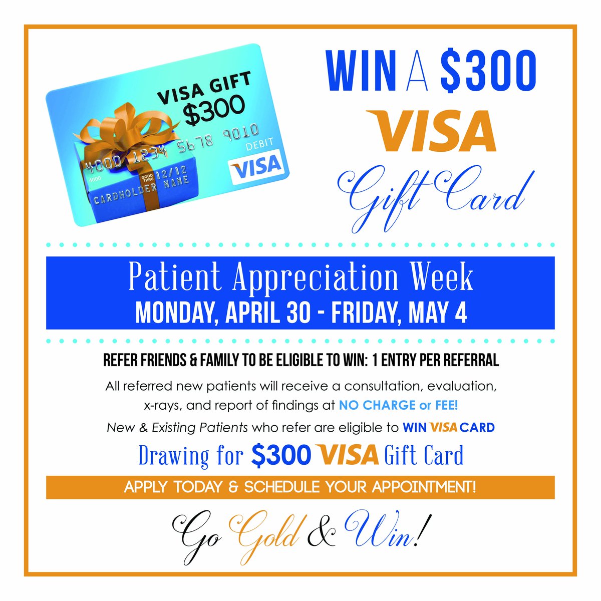 TotalChiroMemph's tweet photo. Could you use $300? Here's an easy chance to win a Visa gift card and help a friend or family's health! Refer to Dr. Clenin or Dr. Bomar using our Patient Appreciation Promotion! Refer multiple people for multiple chances to win! #TotalHealthChiroMemphis #Memphis https://t.co/WaTUQjQ4m3