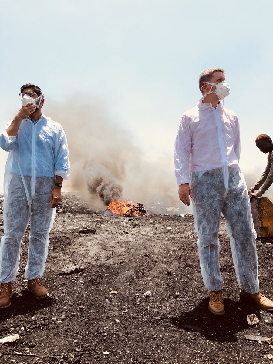 OKUNTAKINTE's tweet photo. Honoured to have had the British High Commissioner [@walkeriain] and the Head of Political and Communications [@annupvyas] visit Africa’s largest electronic waste dump [ Agbogbloshie 🇬🇭] with the Agbogblo.Shine Team.  @foreignoffice 

#SeeBeyond https://t.co/qOxhv14eY9