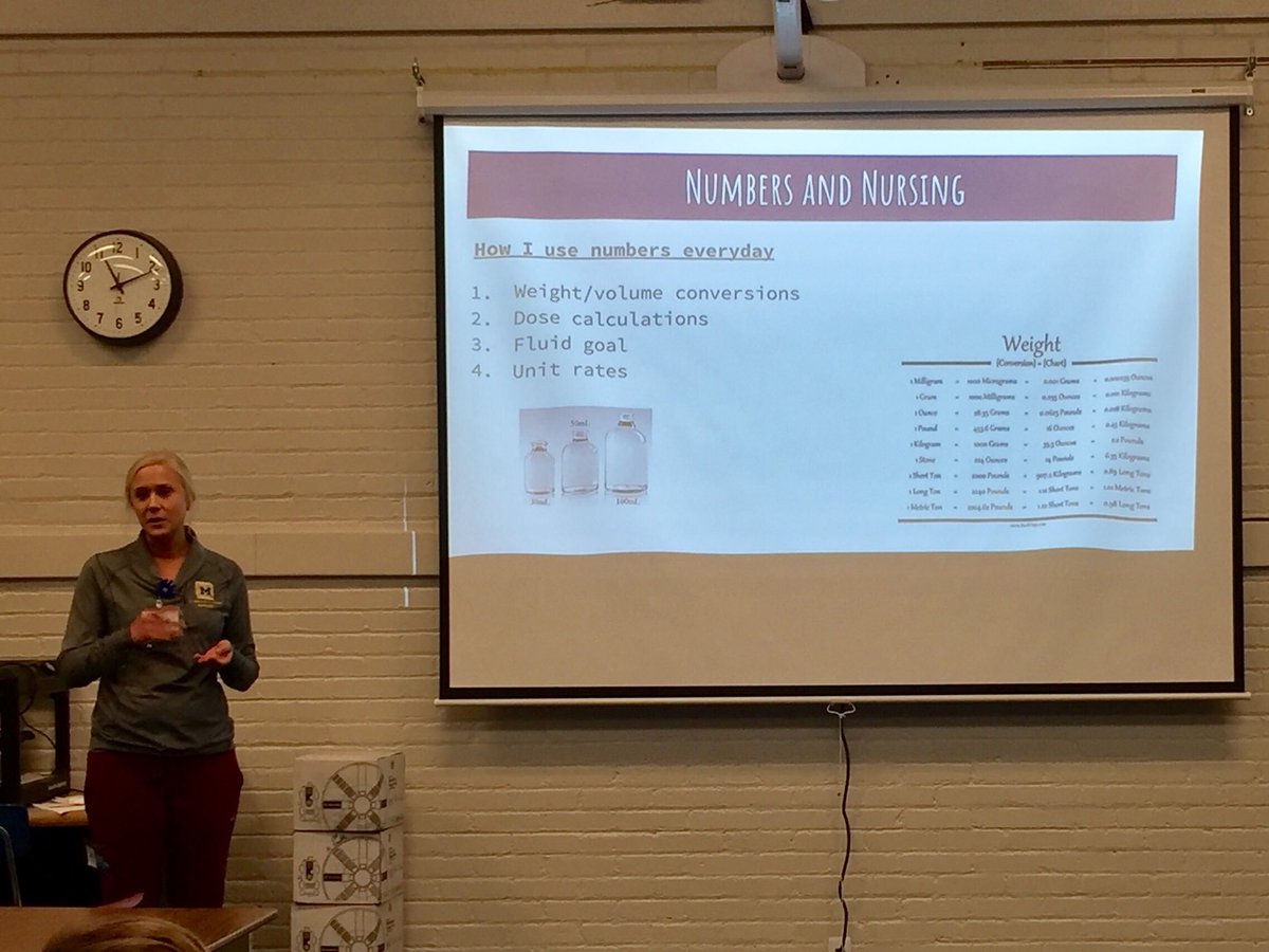 mrs_agnew_'s tweet photo. To finish up math month, we had Mrs. Jillian Pallett come in to talk to students about numbers in nursing! https://t.co/8eKx4m45Tq