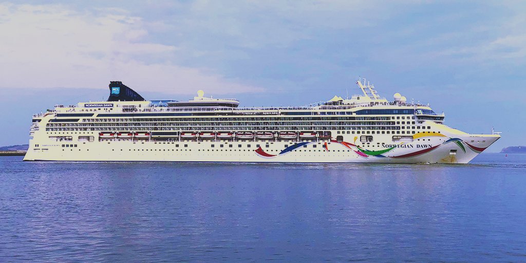 Sailing from #Boston today is the #NorwegianDawn from <a href="/CruiseNorwegian/">Norwegian Cruise Line</a>. She’s heading down to Bermuda on a 7-day cruise. #BonVoyage