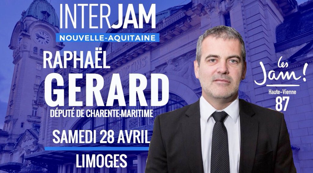 JeunesMacron87's tweet photo. Le député de Charente-Maritime @RaphaelGerard17 sera parmi nous ce samedi 28 Avril dans le cadre de l’#InterJamLimoges
👉 il interviendra sur l’accès à la #Culture dans les #Territoires grâce au #Numérique 📲🎼🏫 https://t.co/9wWAe8LWO2