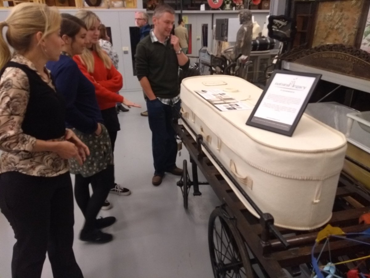 BotanyRNG's tweet photo. Biodegradable coffin @LeedsMuseums on #NatSCA2018 stores tour. It's like visiting the attic of an eccentric auntie with a funeral plan from Friends of the Earth. https://t.co/mj2LHvSIRk