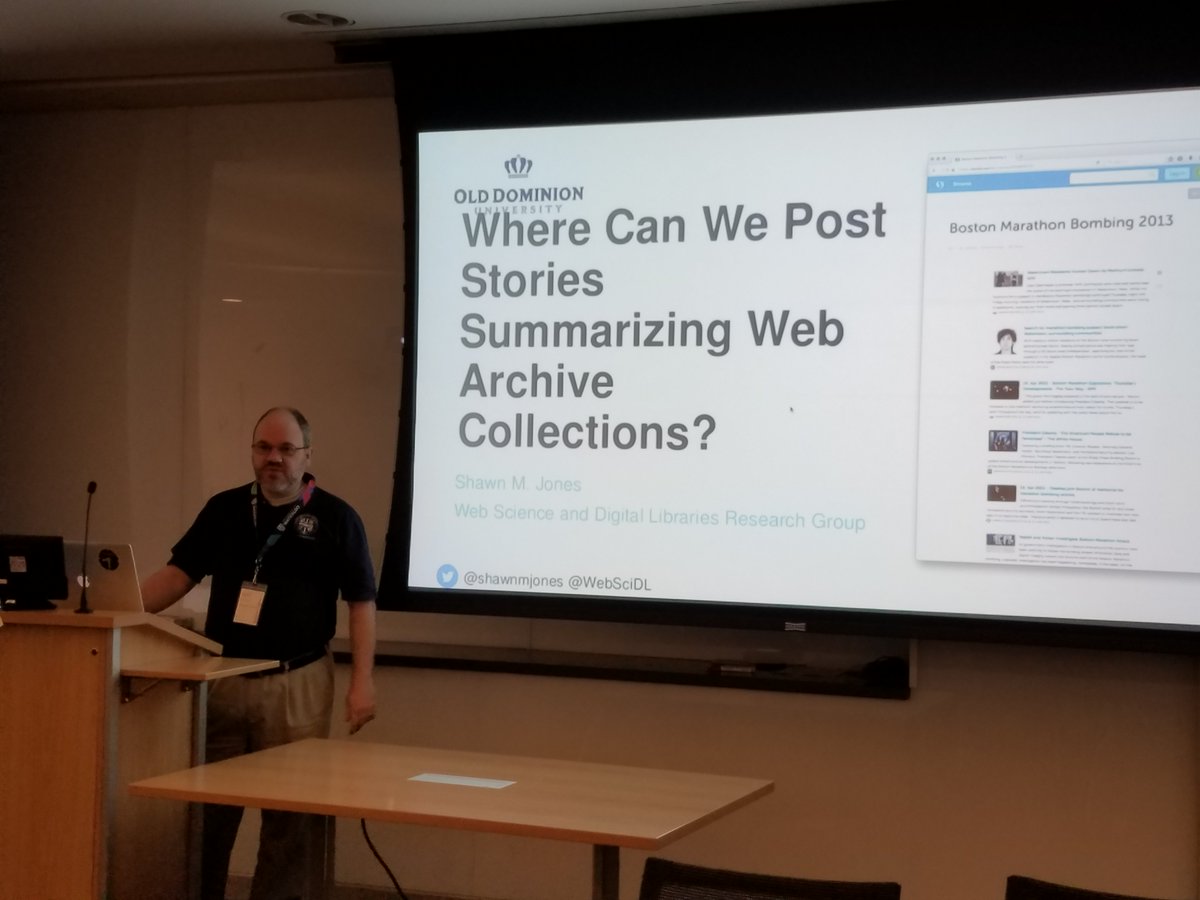 justin_littman's tweet image. .@WebSciDL&apos;s @shawnmjones at #hackarchives: Summarizing web archives collections by selecting representative web pages and using to tell a story. Shawn -- you need to talk to @despens @rhizome, who are doing complementary work.