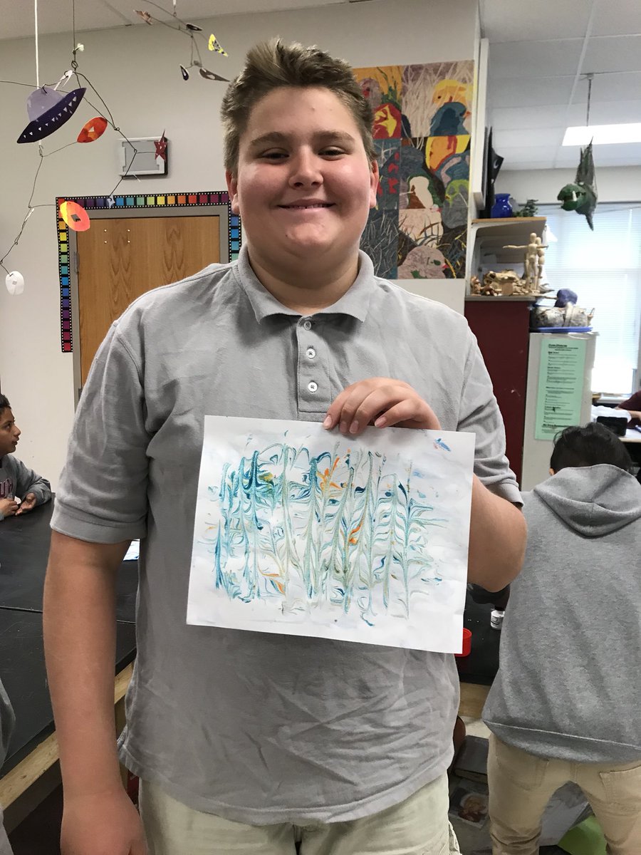 teachrad_art's tweet photo. Arts &amp; Crafts creating marbled masterpieces with shaving cream! https://t.co/tFlyGY8HBs