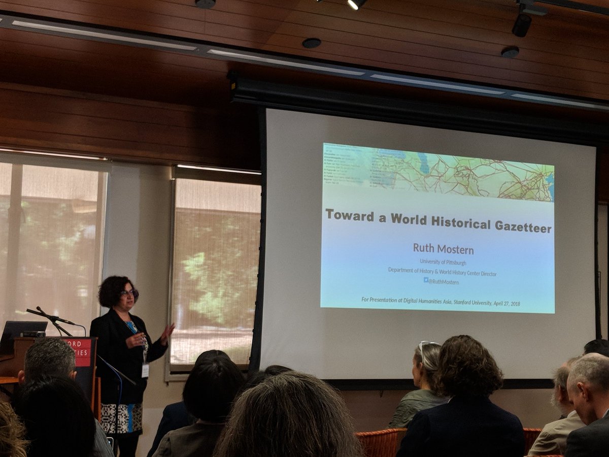 OpenHistMap's tweet image. .@RuthMostern electrifying the audience with an overview of the World History Gazetteer. #linkedopendata @wikidata getting name checks. #DHAsia @whgazetteer @whcpitt