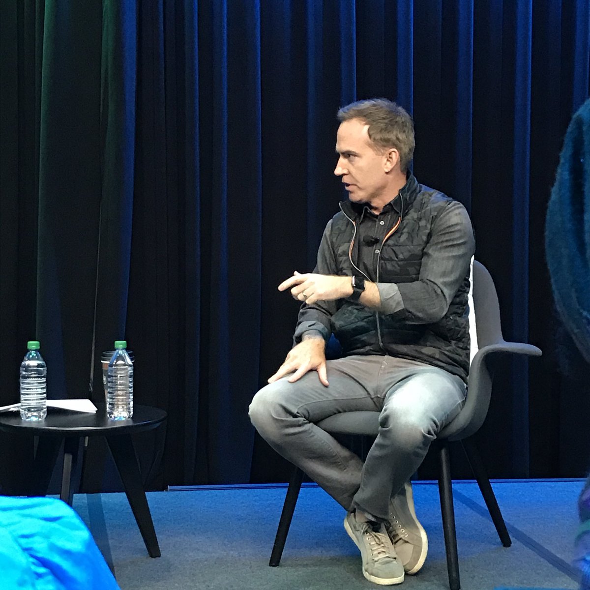 GlblCtznImpact's tweet photo. Holding up water bottle on the table, “we divert a million of these a day from landfills” because of forward-thinking about sustainability. #BroccoliCon2018 https://t.co/nzfwHPdPDp